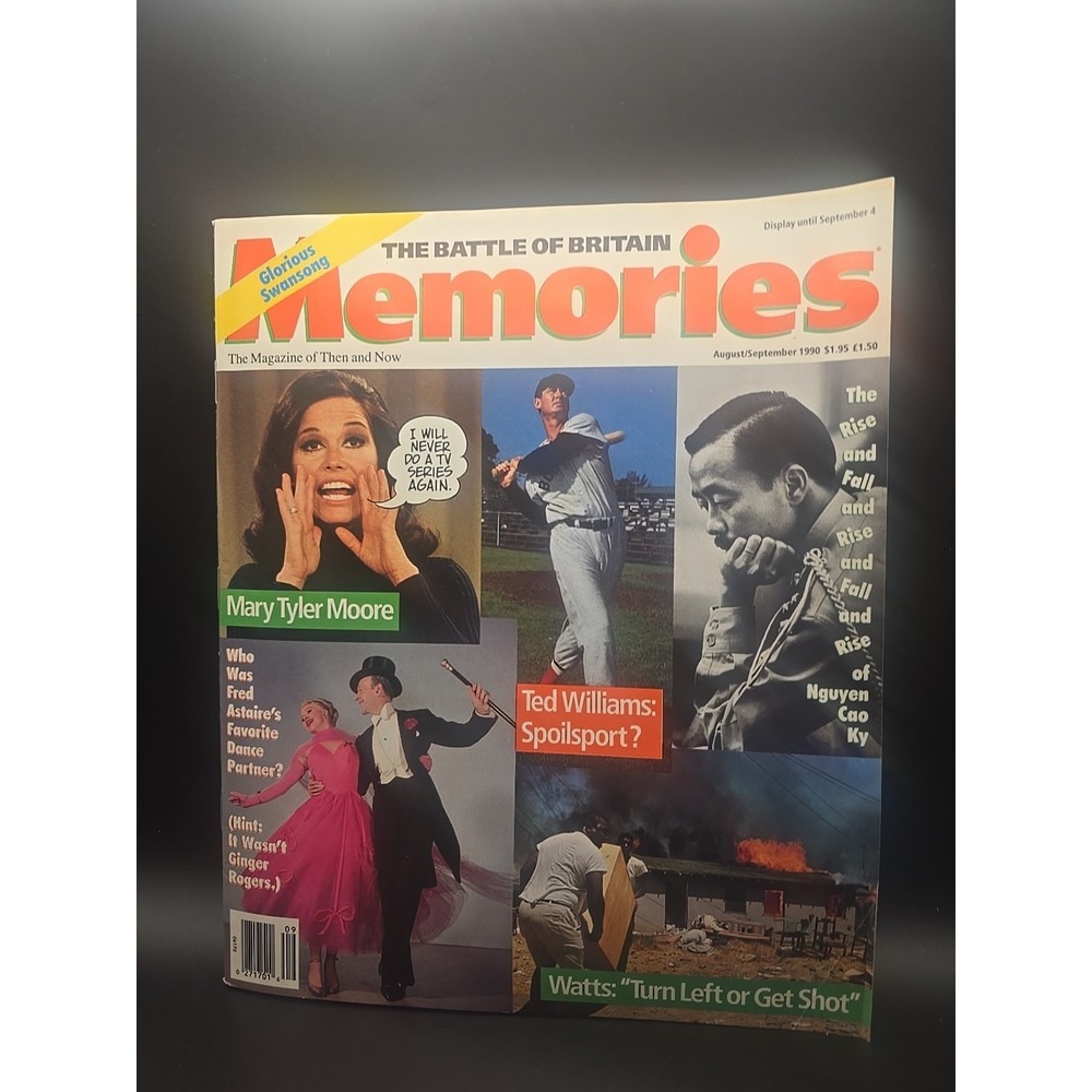Memories Magazine August September 1990 Mary Tyler Moore Ted Williams